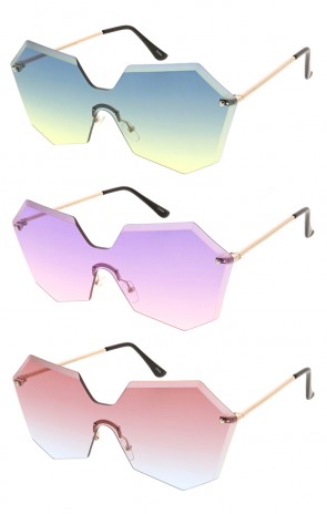 Retro Modern Octagon Colored Shield Lens Wholesale Sunglasses