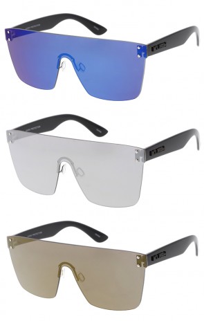 Retro Modern Rimless Kush Mono Block Mirror Lens Wholesale Sunglasses