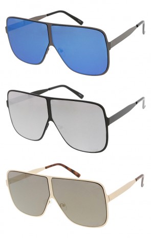 Oversized Square Metal Frame Mirror Lens Wholesale Sunglasses