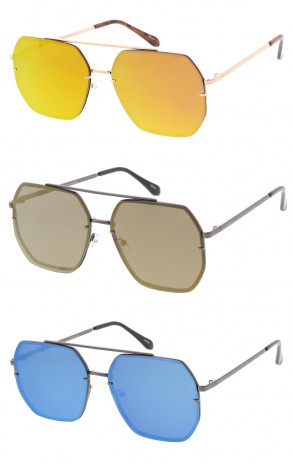 Large Metal Mirror Aviator Unisex Wholesale Sunglasses