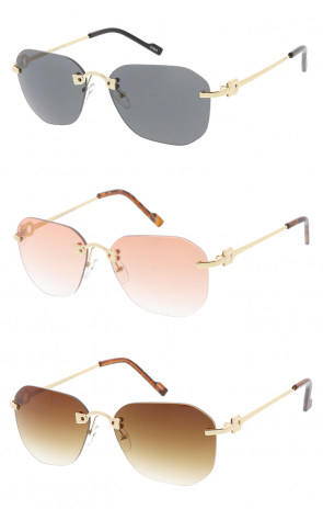 Rimless Fashion Aviator Color Lens Womens Wholesale Sunglasses