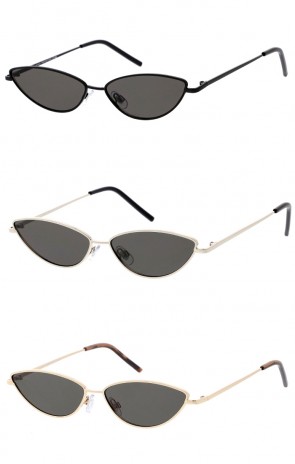 Women's Small Metal Cat Eye Neutral Colored Flat Lens Wholesale Sunglasses