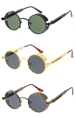 Round Steampunk Metal Frame Detail Wholesale Sunglasses