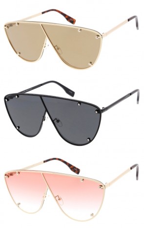 Womens Bold Flat Top Oversized Metal Wholesale Sunglasses