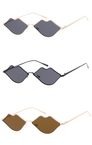 Retro Fashion Hot Lips Thin Metal Frame Wholesale Sunglasses