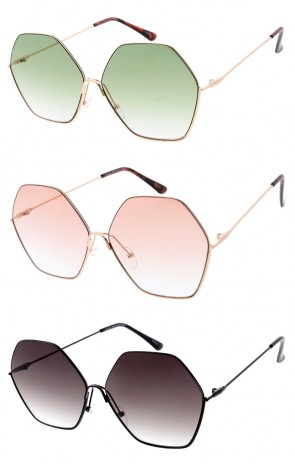 Modern Hexagonal Thin Metal Frame Geometric Wholesale Sunglasses