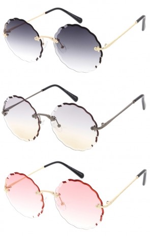 Womens Gradient Scalloped Round Wholesale Sunglasses