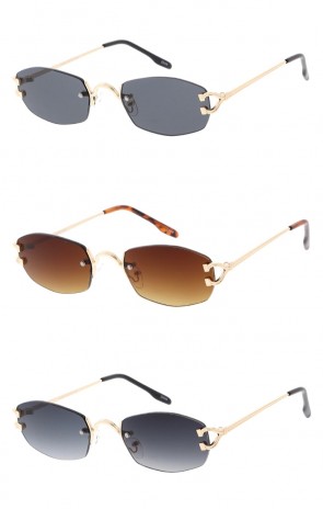 Small Retro 90s Inspired Oval Metal Frame Wholesale Sunglasses