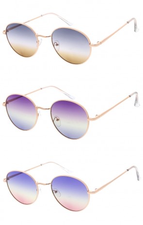 Vibrant Colorful Lens Metal Frame Round Wholesale Sunglasses