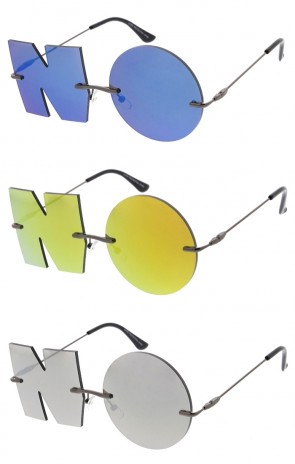 Say N - O "No" Shaped Slim Metal Arms Novelty Wholesale Sunglasses 59mm