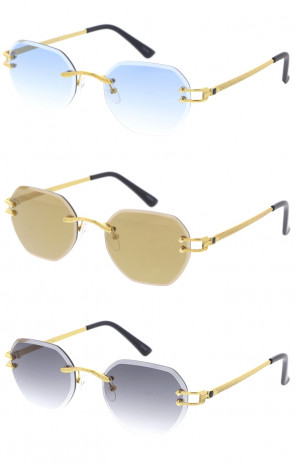 Geometric Metal Luxury Fashion Hexagonal Wholesale Sunglasses 53mm
