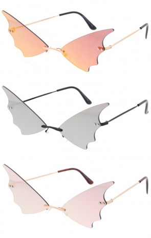 Bat Winged Mirrored Lens Bats Novelty Wholesale Sunglasses