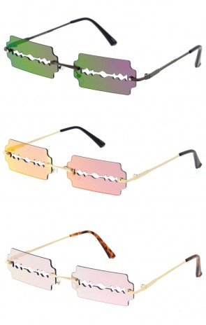 Razor Shaped Cut Out Mirrored Lens Novelty Wholesale Sunglasses