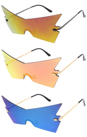 High Point Triangular Mirrored Lens Shield Wholesale Sunglasses 75mm