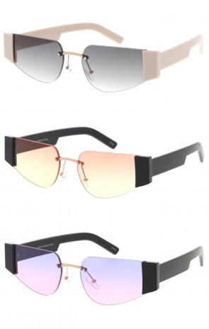 Semi Rimless Side Rimmed Cat Eye Wholesale Sunglasses 55m