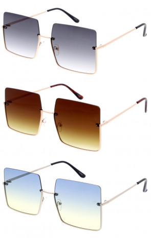 Chic Gradient Semi-Rimless Square Wholesale Sunglasses 60mm
