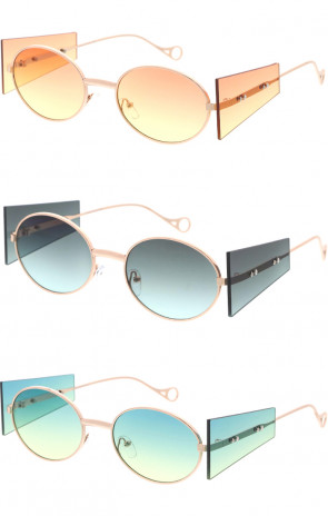 Fashion Forward Side Lens Metal Oval Wholesale Sunglasses 53mm