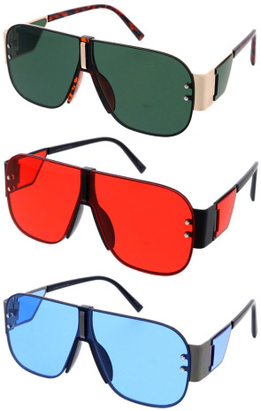 Sleek Oversized Side Panel Aviator Wholesale Sunglasses 68mm