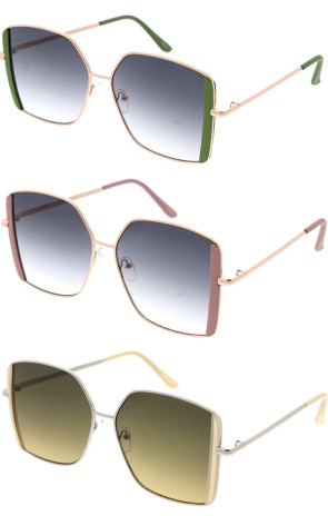 Oversize Metal Two-Tone Square Wholesale Sunglasses 76mm