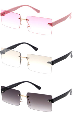 Luxe Medium Full Rimless Square Wholesale Sunglasses 61mm