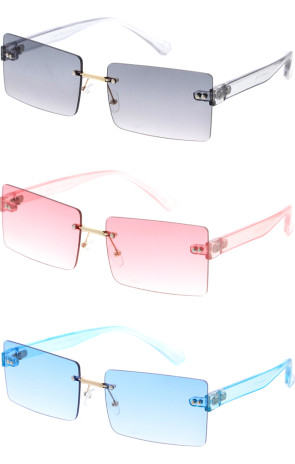 Classy Color Pop Square Rimless Wholesale Sunglasses 70mm