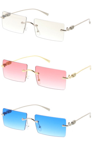 Hype Luxury Fashion Rimless Square Wholesale Sunglasses 72mm