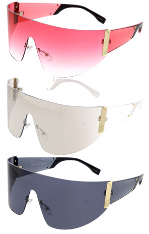 Sleek Wraparound Oversize Shield Wholesale Sunglasses 84mm