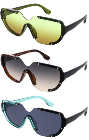 Semi-Rimless Open Nose Bridge Shield Wholesale Sunglasses