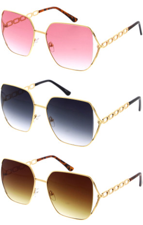 Square Chain Link Design Metal Wholesale Sunglasses 59mm