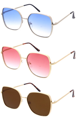 Metal Slim Frame Geometric Square Wholesale Sunglasses