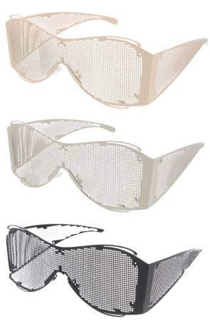 Sleek Lensless Metal Chunky Arms Shield Novelty Wholesale Sunglasses
