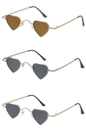 Small Metal Frame Mini Neutral Lens Heart Wholesale Sunglasses