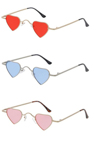 Small Metal Frame Mini Color Pop Tinted Lens Heart Wholesale Sunglasses