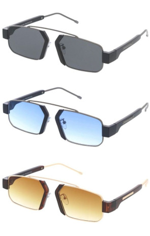 Slim Metal Frame Plastic Arm Crossbar Geometric Square Aviator Wholesale Sunglasses