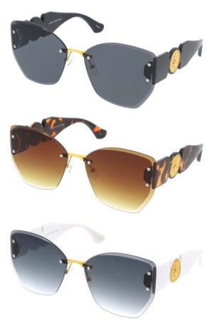VIVANT Luxury Fashion Chunky Arm Oversized Rimless Geometric Square Butterfly Cat Eye Wholesale Sunglasses