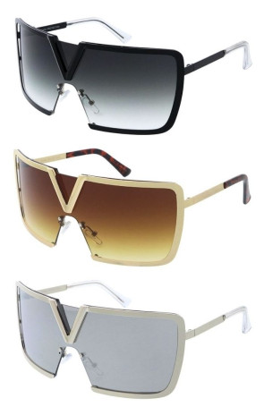 V Square Oversized Shield Wholesale Sunglasses
