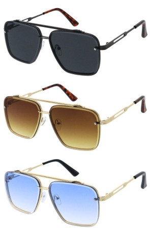 Sleek Metal Large Square Aviator Wholesale Sunglasses