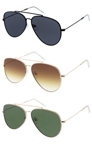 Large Inverted Curved Lens Thin Metal Luxe Aviator Wholesale Sunglasses