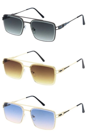 Luxe Bevelled Metal Square Aviator Wholwsale Sunglasses