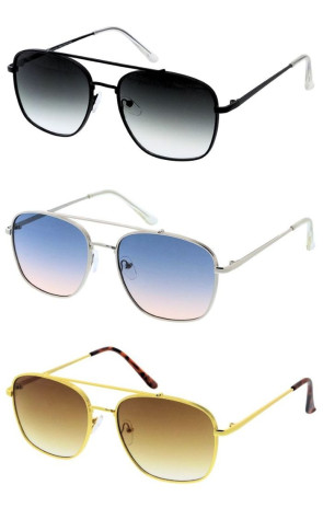 Gradient Lens Crossbar Rounded Square Aviator Wholesale Sunglasses