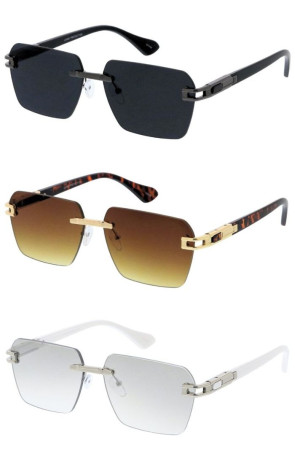 Sleek Rimless Gradient Lens Square Aviator Style Geometric Wholesale Sunglasses