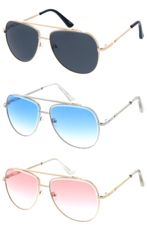 Classic Large Bevelled Lens Cutout Arm Metal Teardrop Aviator Wholesale Sunglasses