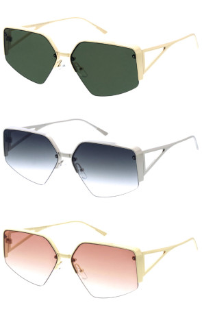 Metal Triangle Cutout Arm Semi Rimless Butterfly Geometric Wholesale Sunglasses