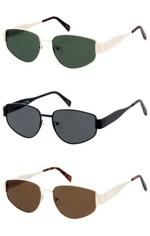 Sleek Metal Frame Flat Tapered Arm Neutral Lens Aviator Geometric Wholesale Sunglasses