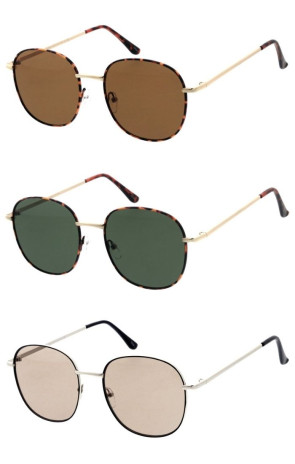 Retro Slim Medium Semi Metal Frame Neutral Lens Square Geometric Wholesale Sunglasses