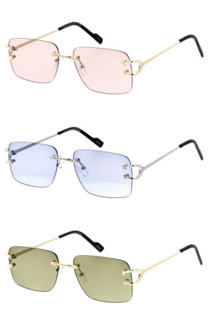 Rimless Color Changing Transition Lens Metal Aviator Style Geometric Wholesale Sunglasses