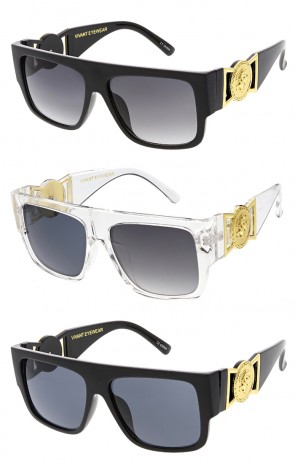 Vivant Luxury Retro Hipster Flat Top Horned Rim Logo Wholesale Sunglasses