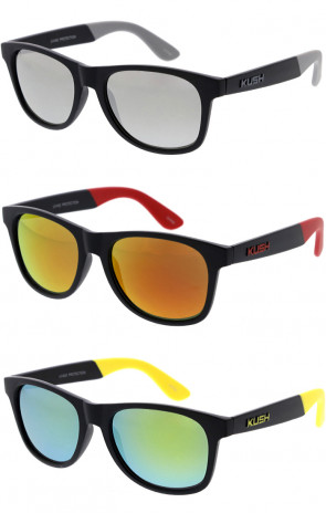 KUSH Two-Tone Color Accent Square Mirror Wholesale Sunglasses 53mm
