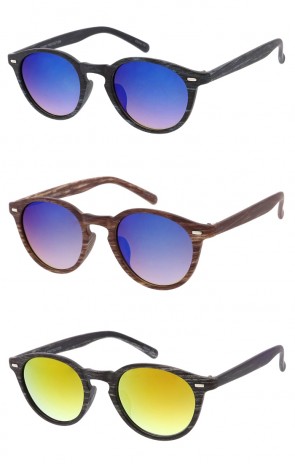 Neutral Classic Wood Print Plastic Frame Wholesale Sunglasses