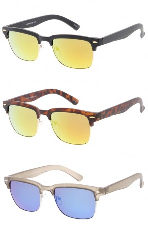 Horn Rimmed Semi Rimless Mirror Lens Wholesale Sunglasses